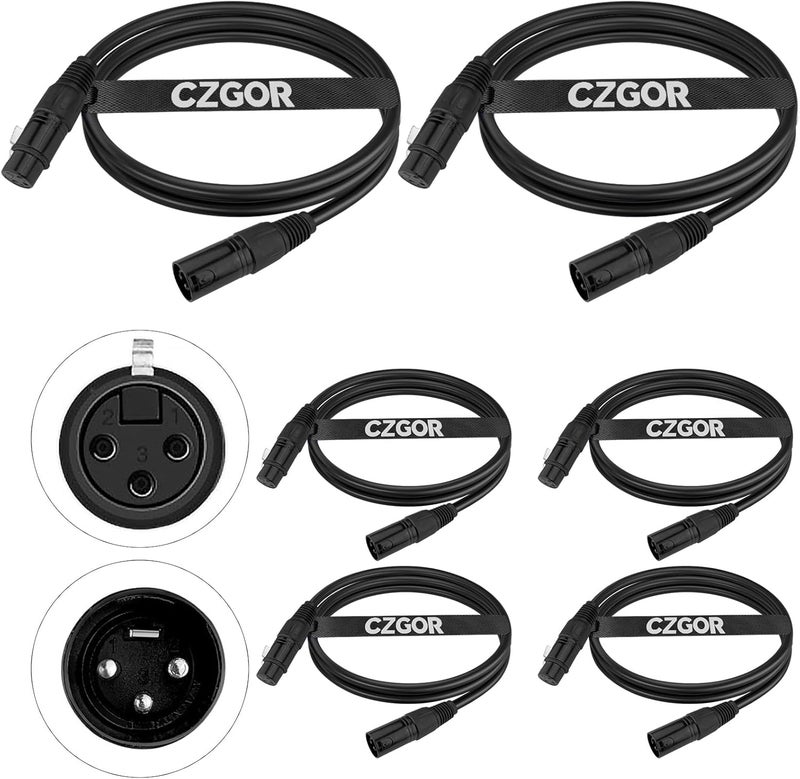 Czgor DMX Cable 6.5 ft, 6 Pack Flexible 3 Pin XLR Male to Female Cable Wire for Stage Lighting Signal XLR Connection Stage Light Wire for Par Light Moving Head Spotlight Input & Output - Image 1
